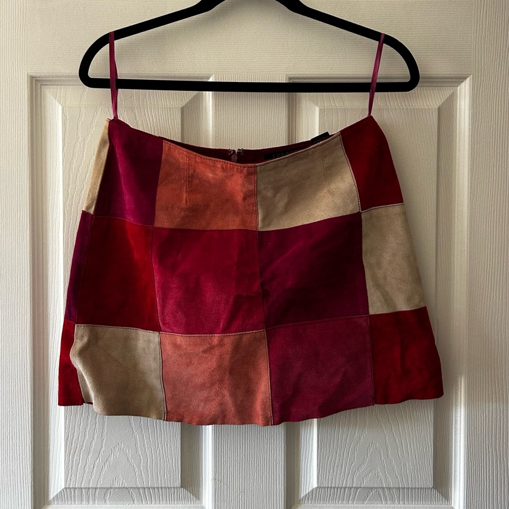 Vintage Suede Color Blocked Express Skirt